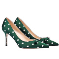 2019 High Heel Stiletto Women's Pumps Green Silk Shoes x19-c013C Ladies Women custom Office business Dress Shoes Heels For Lady